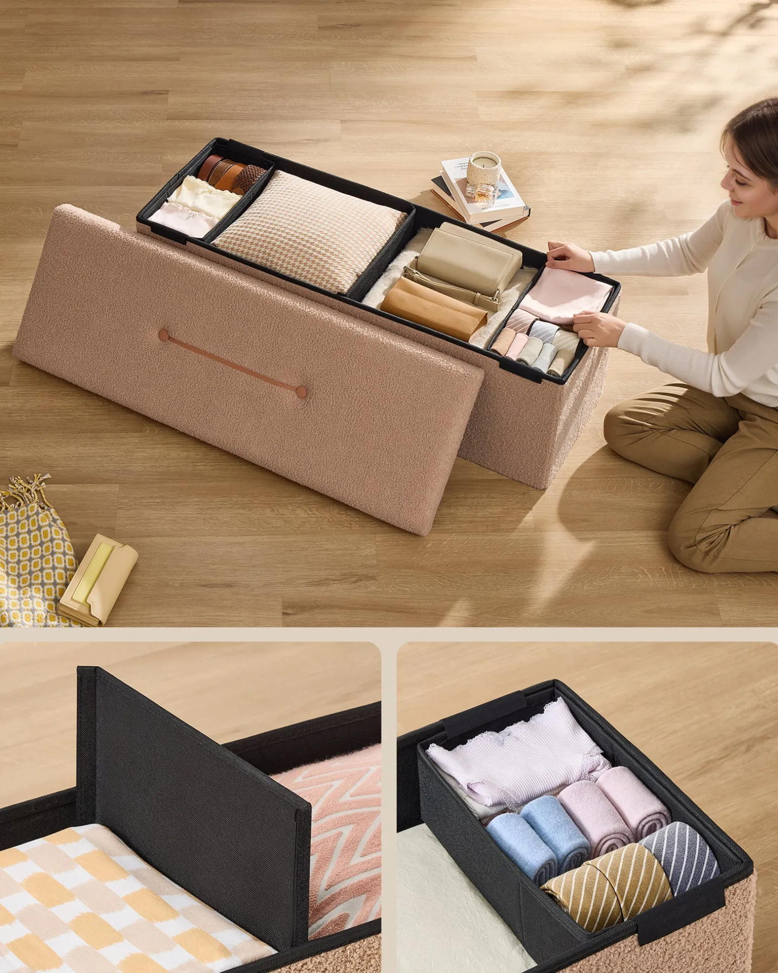 Ellie opbevaringsbænk - Beige