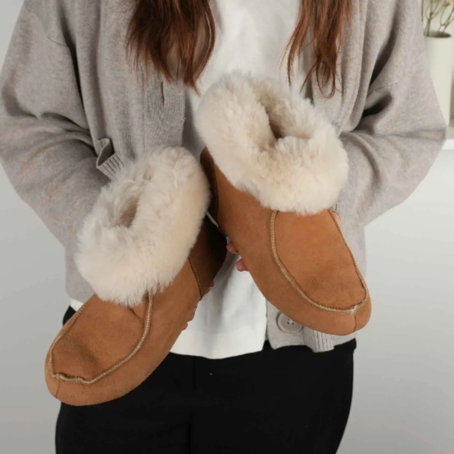 Hjemmesko Ava Brun (høj model uden gummisål)
