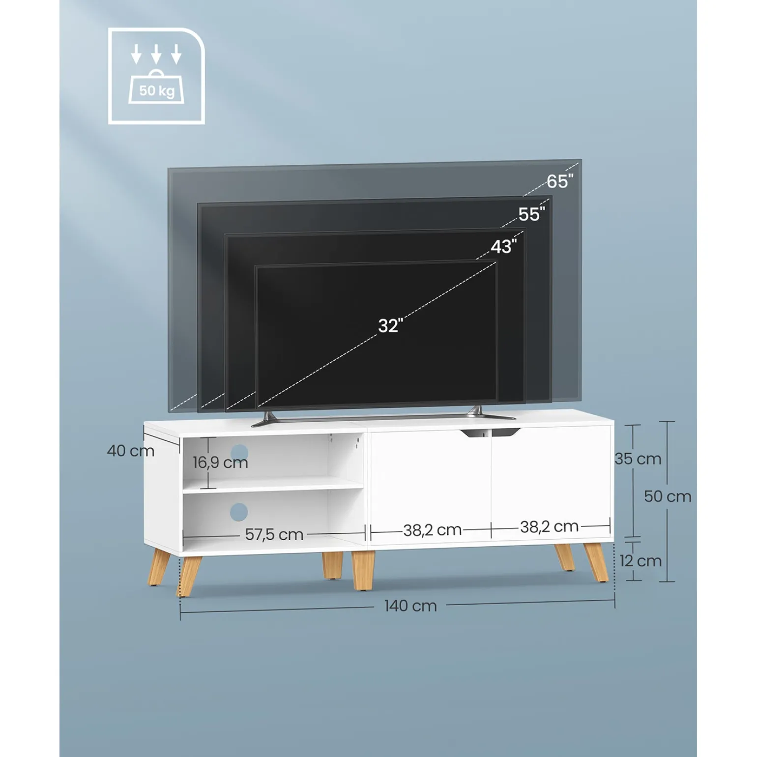 Lionel tv-bord - Hvid