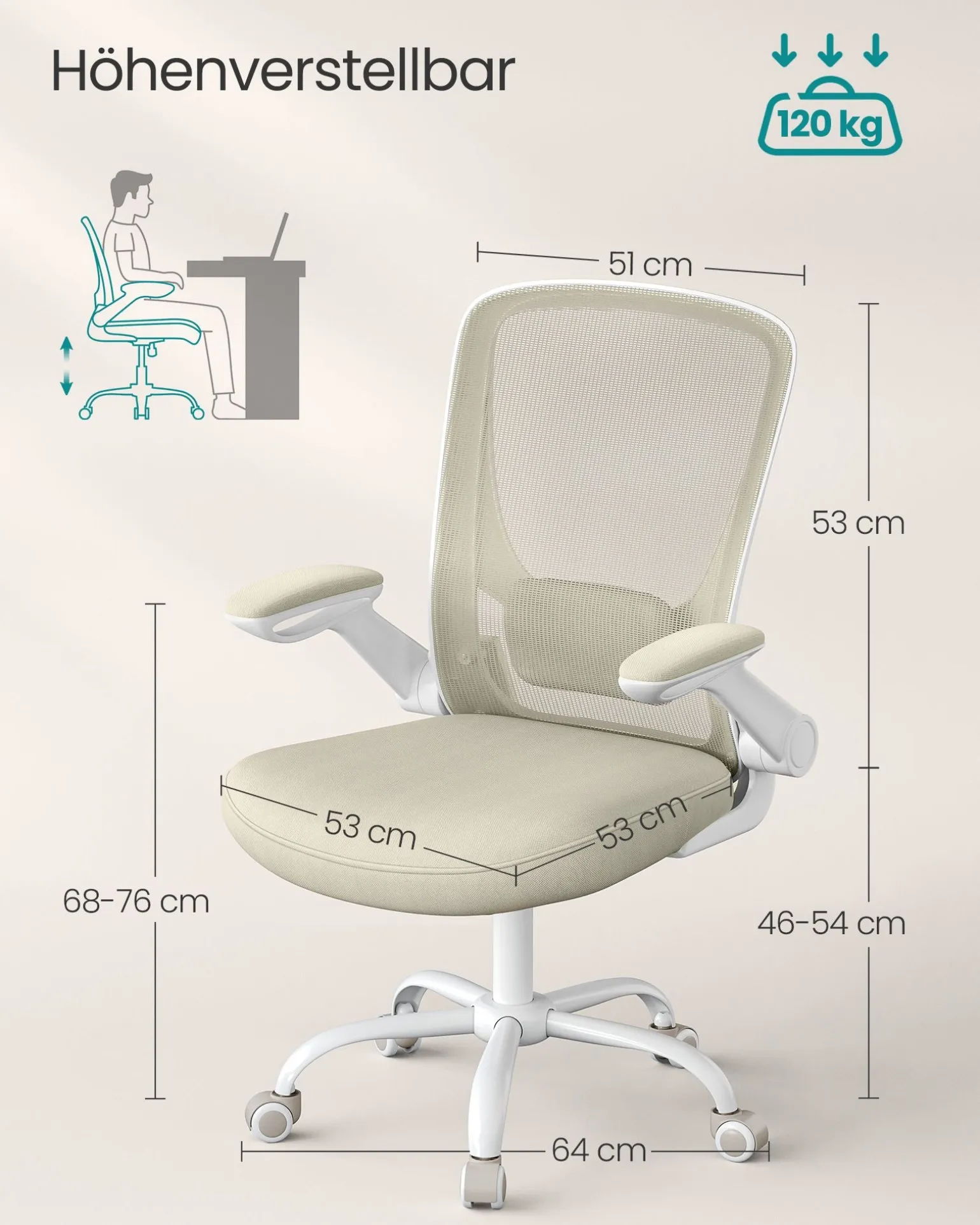 Lissabon skrivebordsstol - Beige