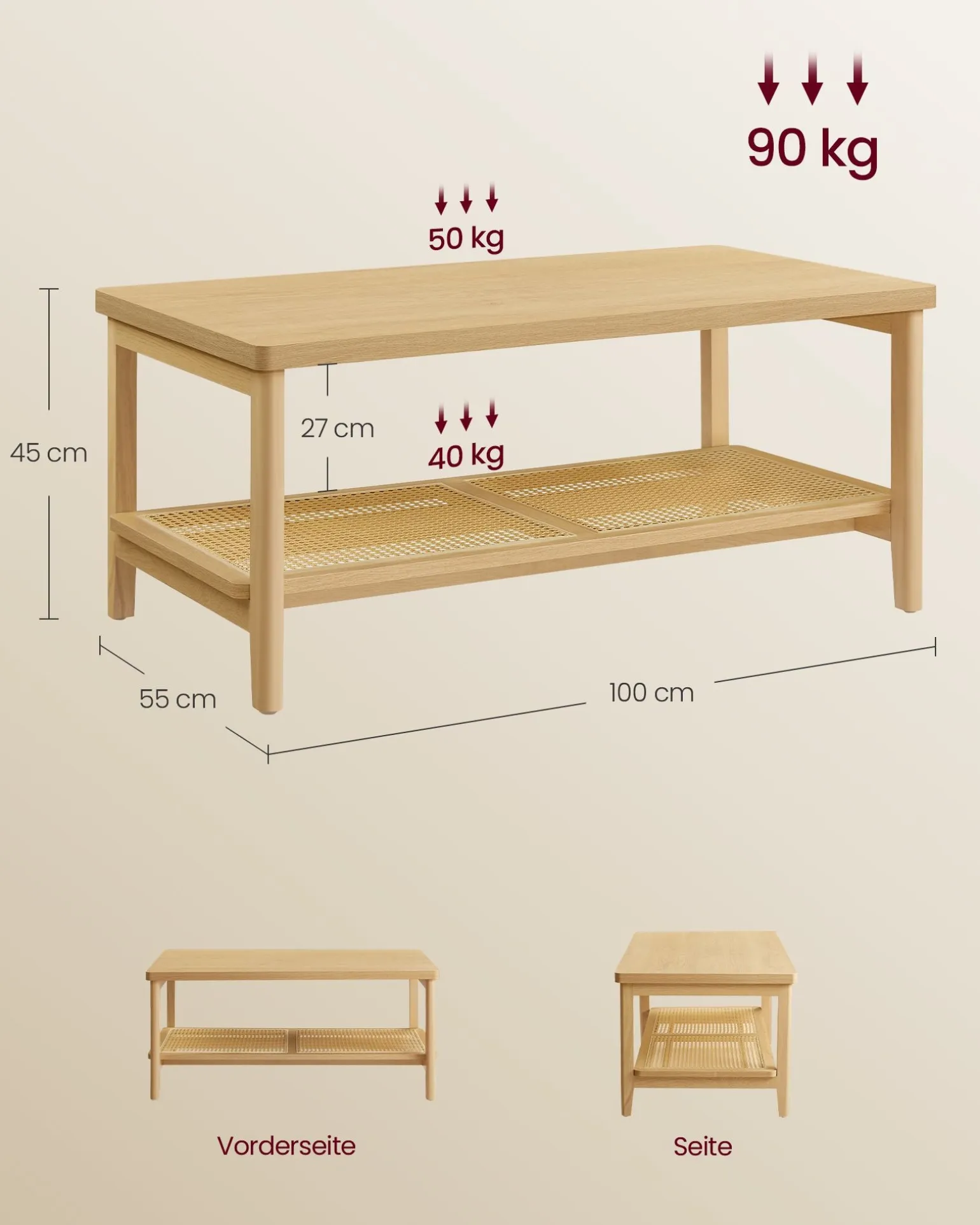 Malthe sofabord - Eg beige