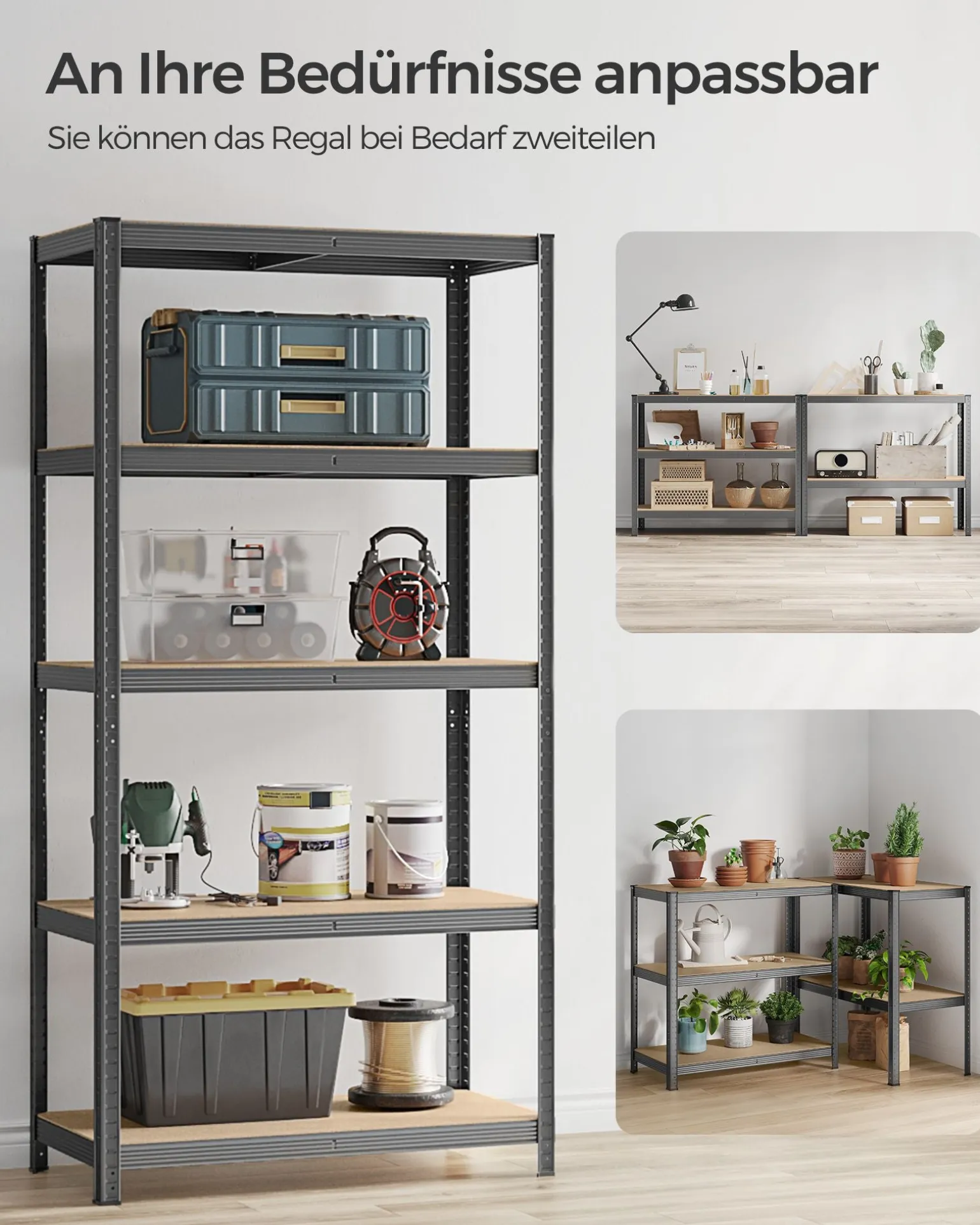 Milo værkstedsreol - Sort/MDF plader
