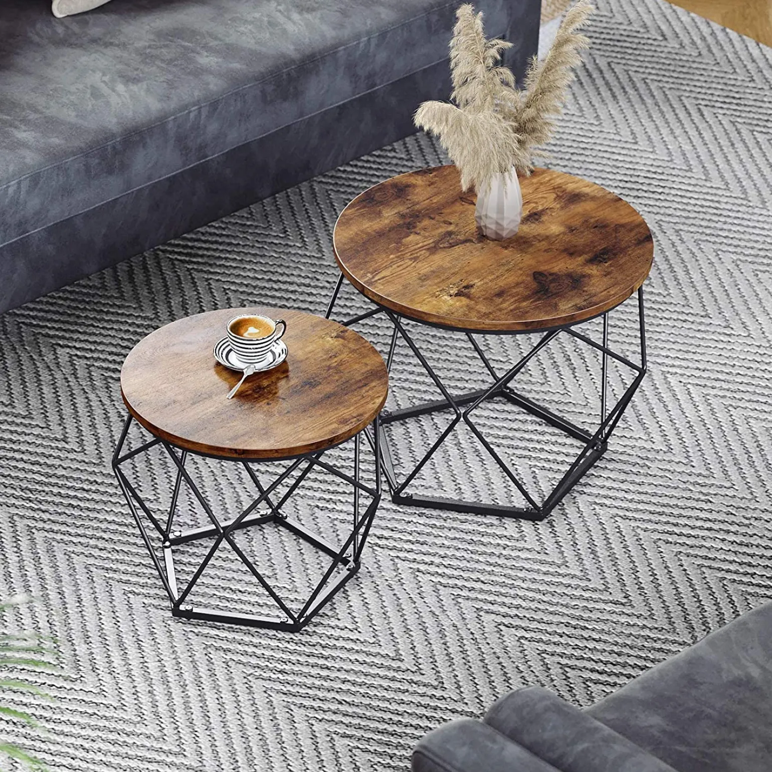 Sofia sengebord/sofabord/sidebord - 2 stk.- Rustik brun