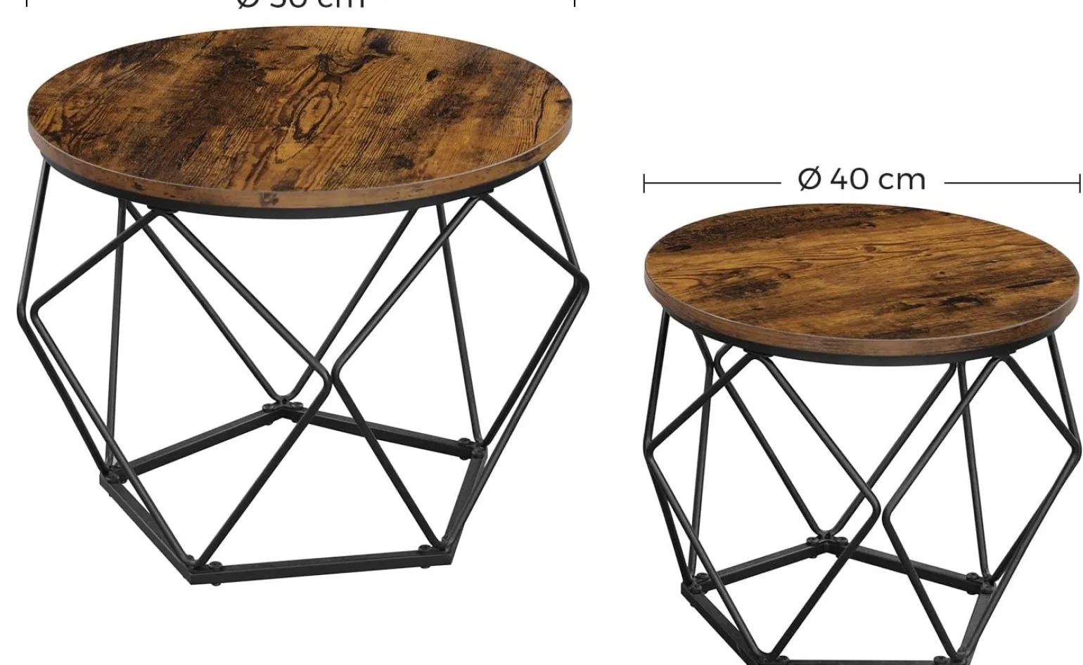 Sofia sengebord/sofabord/sidebord - 2 stk.- Rustik brun