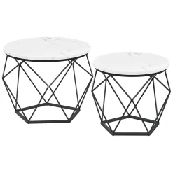 Sofia sengebord/sofabord/sidebord - 2 stk.- Hvid med sort stæl
