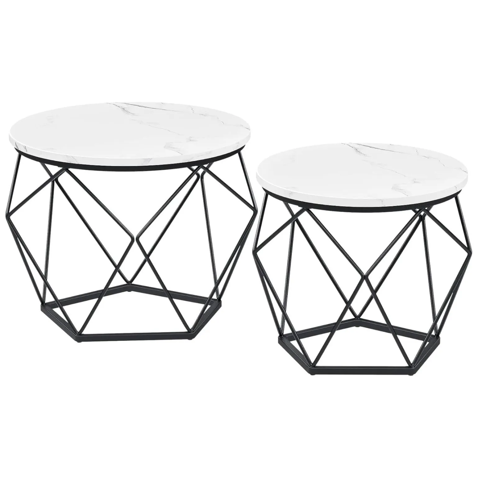 Sofia sengebord/sofabord/sidebord - 2 stk.- Hvid med sort stæl