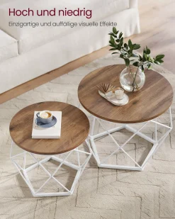 Sofia sengebord/sofabord/sidebord - 2 stk.- Lysebrun