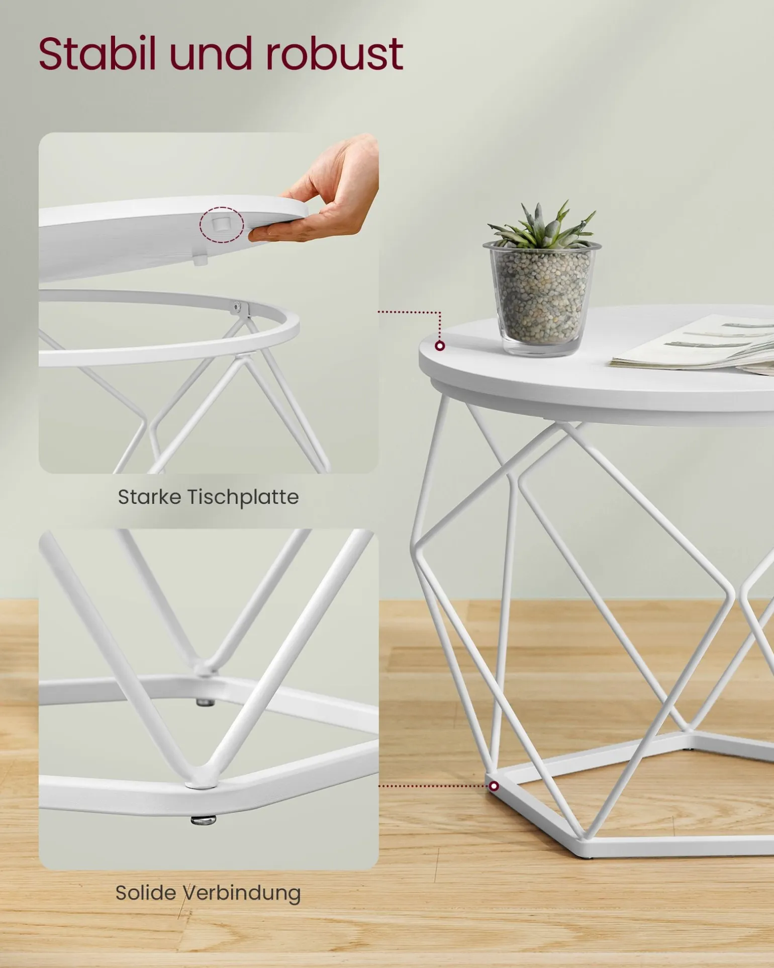Sofia sengebord/sofabord/sidebord - 2 stk.- Hvid