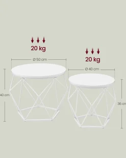 Sofia sengebord/sofabord/sidebord - 2 stk.- Hvid