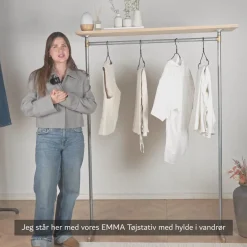 Tøjstativ EMMA sølv med messing og hylde