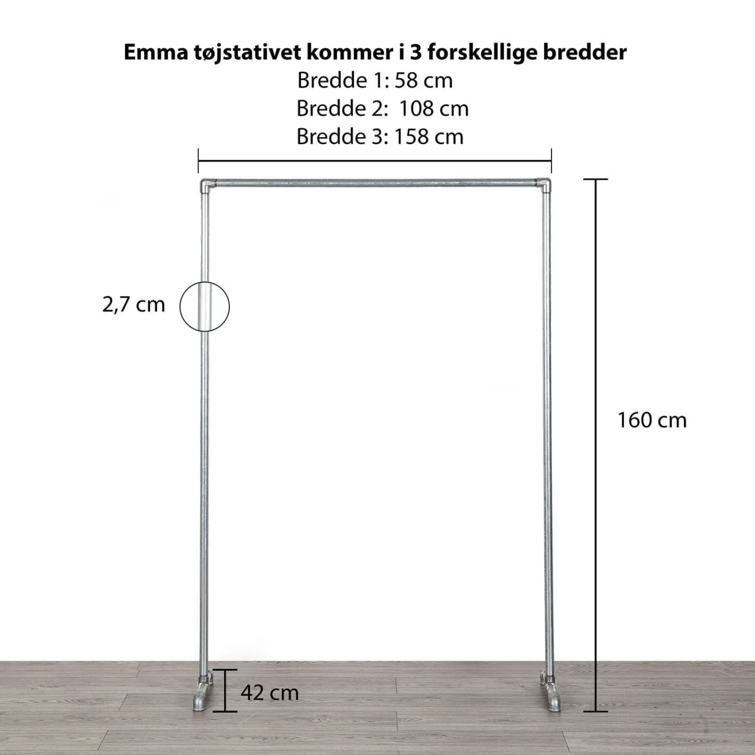 Tøjstativ EMMA sølv med messing - bestil på specialmål