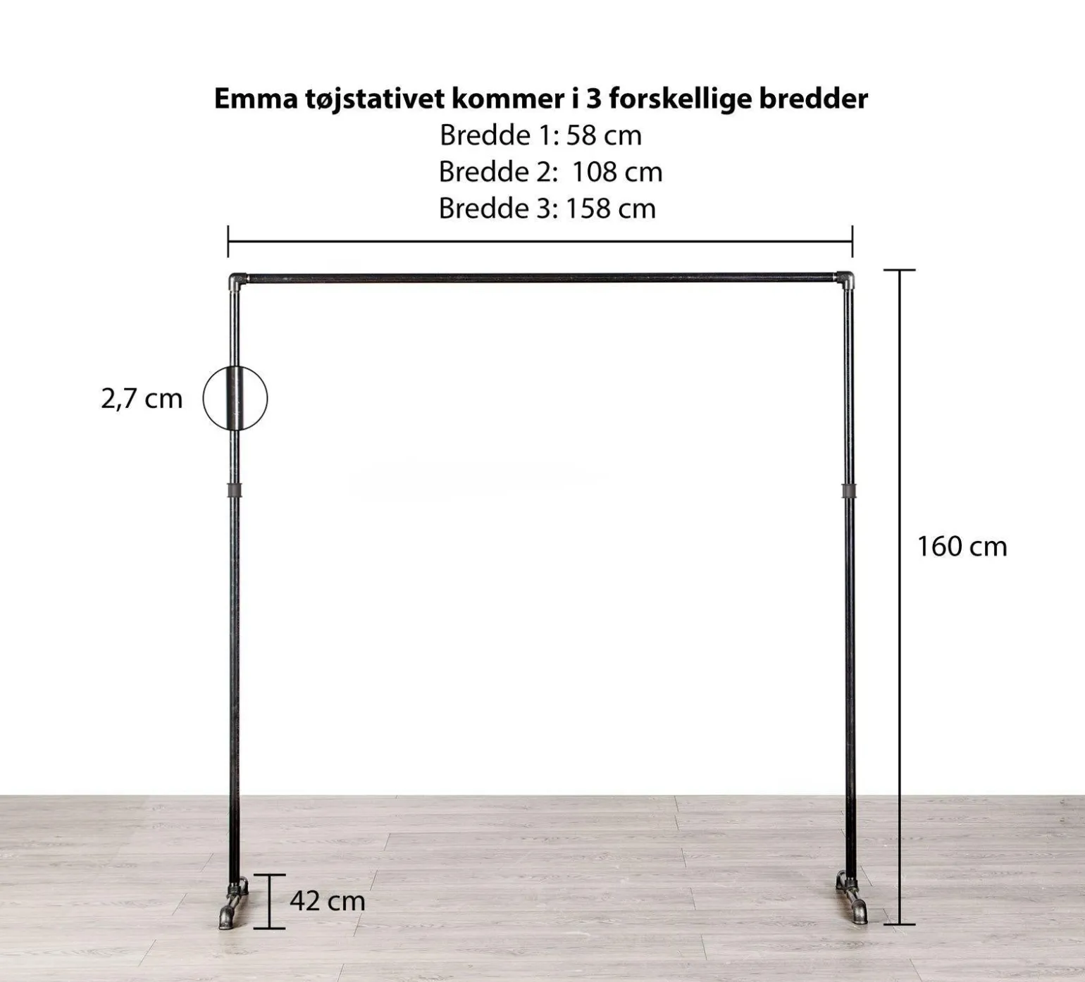 Tøjstativ EMMA sort | Bestil på specialmål