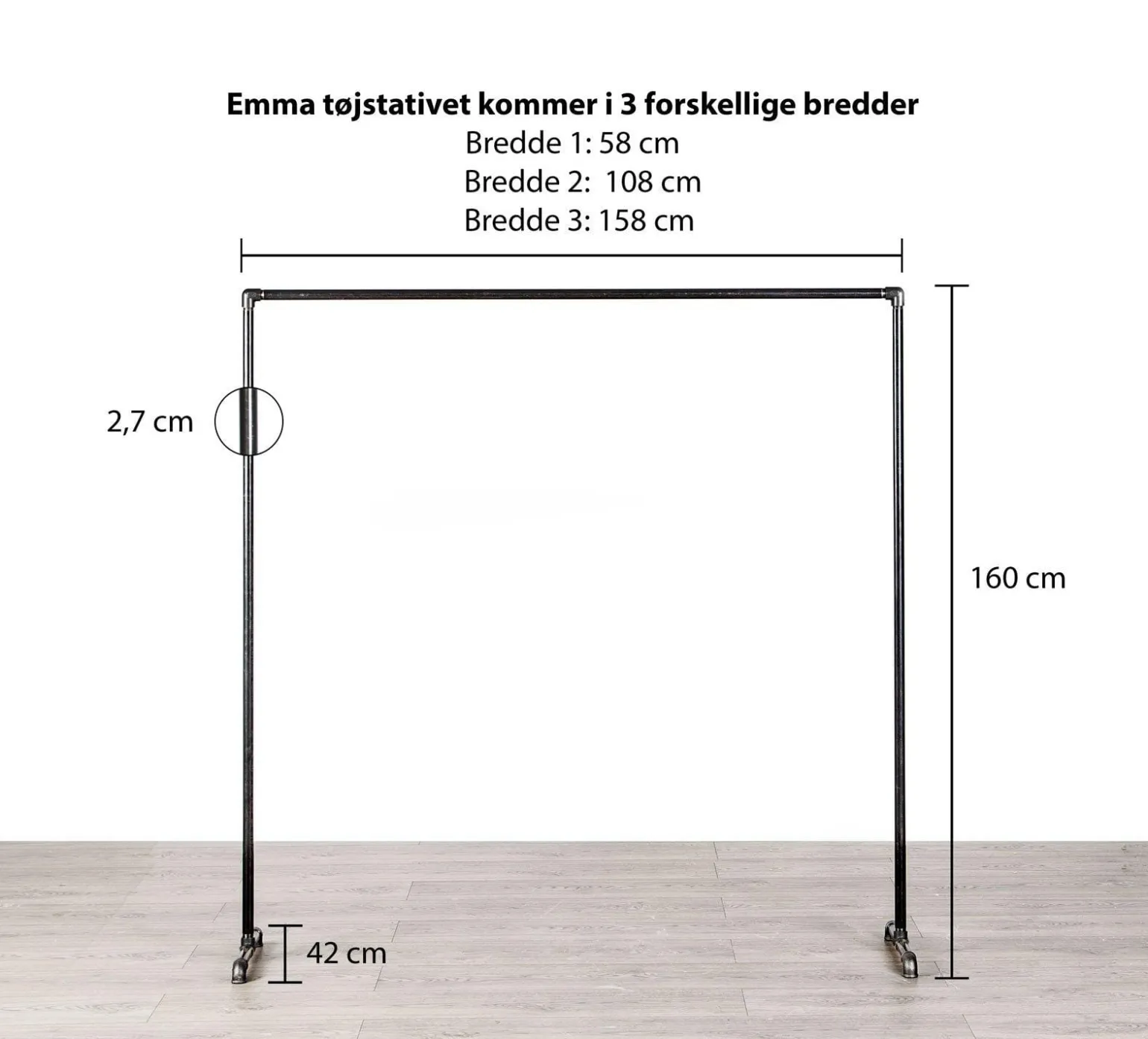 Tøjstativ EMMA sort med messing | Bestil på specialmål