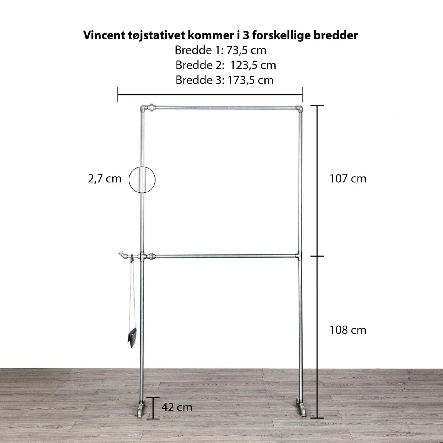 Tøjstativ VINCENT sølv med messing
