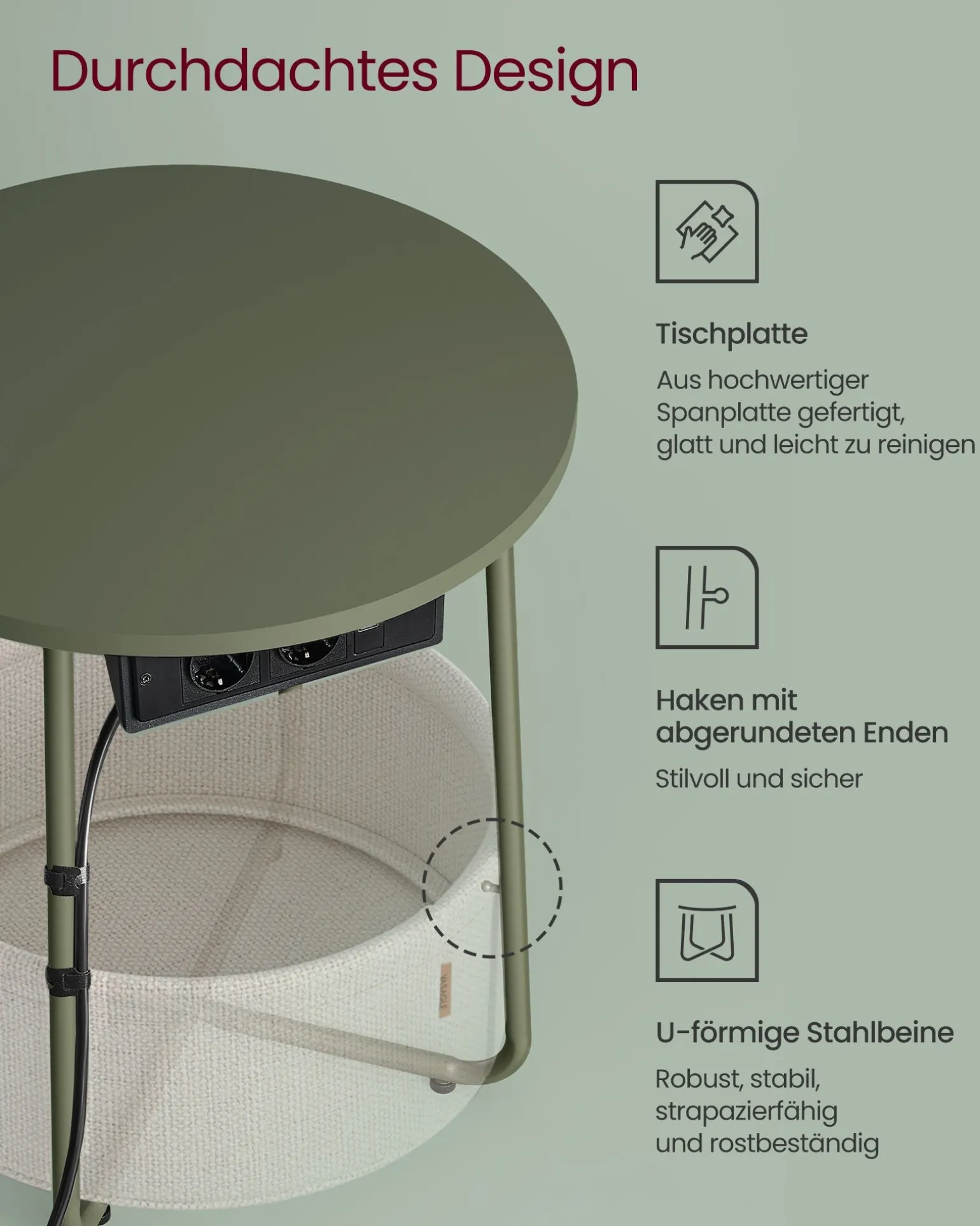 Tokyo senge- og sidebord - Grøn
