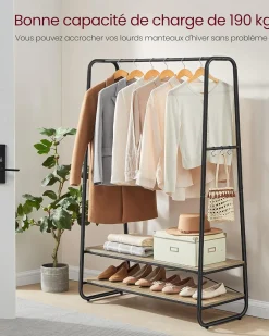 Valencia tøjstativ - Sort/lyst træ