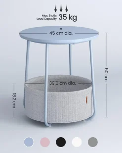 William senge- og sidebord - Blå/lyseblå kurv