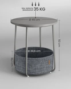 William senge- og sidebord - Grå/grå kurv