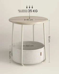 William senge- og sidebord - Hvid/hvid kurv