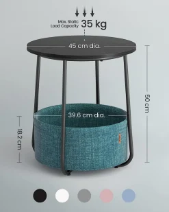 William senge- og sidebord - Sort/blå kurv