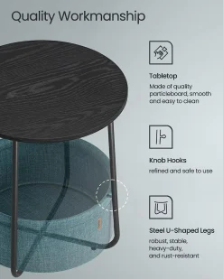 William senge- og sidebord - Sort/blå kurv